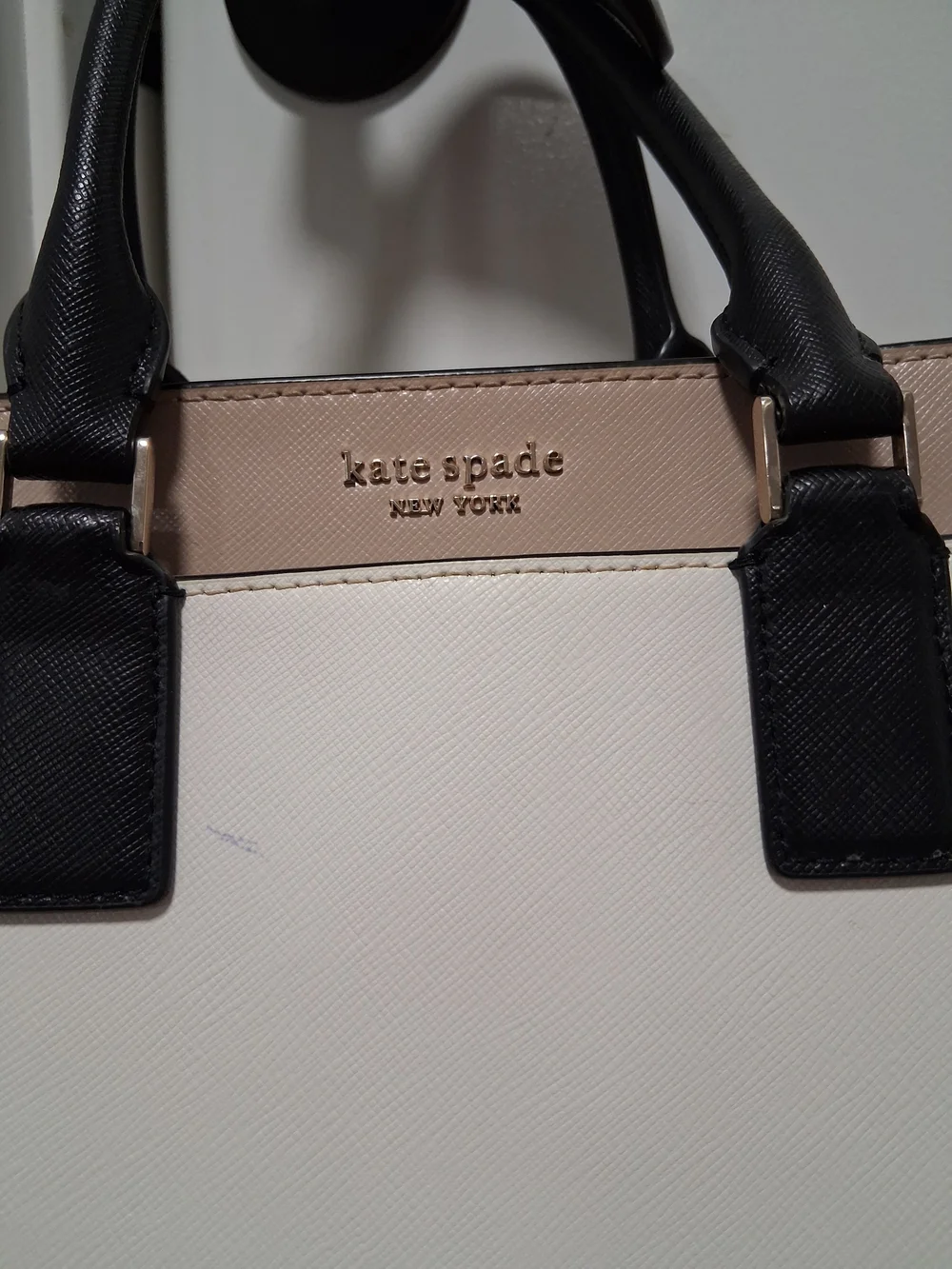 kate spade Cream & Black Saffiano Leather Satchel